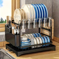 2-Tier Metal Dish Drying Rack with Drainboard – Kitchen Counter Dish Drainer Compact Countertop Drying Rack Black White Gray - product image 14
