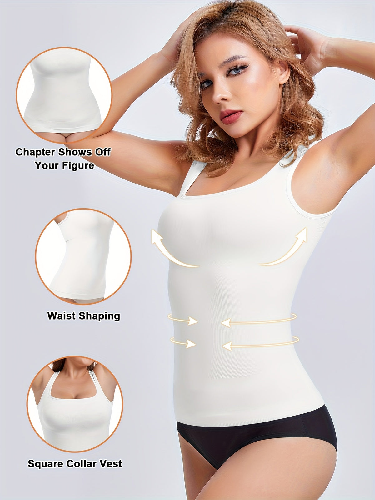 2pcs Tummy Control Shapewear Compression Tank Tops For Women Seamless Square Neck Body Shaper Camisole, Durable, Comfortable and Breathable, It Is Suitable For - product image 3