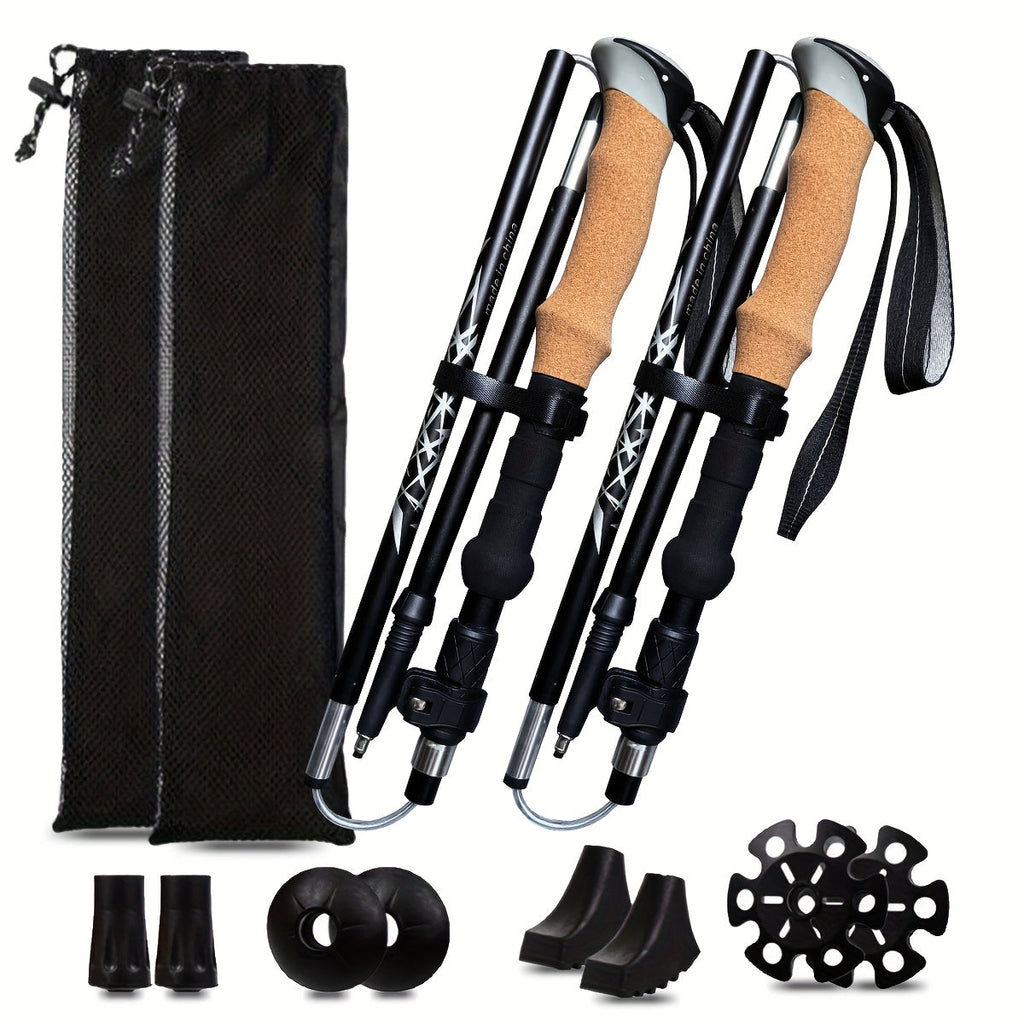 Folding Hiking Sticks with Cork Ergonomic Grip, Sweat-Absorbing Handle, Adjustable Walking Poles for Hiking, Camping & Mountain Travel | Lightweight Aluminum - product image 3