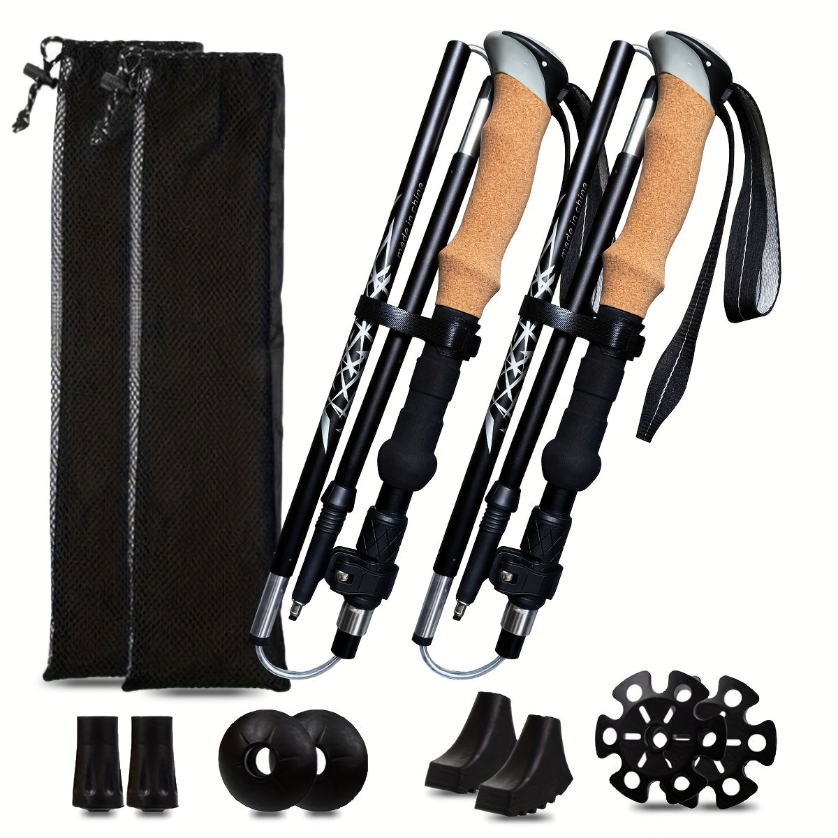 Folding Hiking Sticks with Cork Ergonomic Grip, Sweat-Absorbing Handle, Adjustable Walking Poles for Hiking, Camping & Mountain Travel | Lightweight Aluminum - product image 3