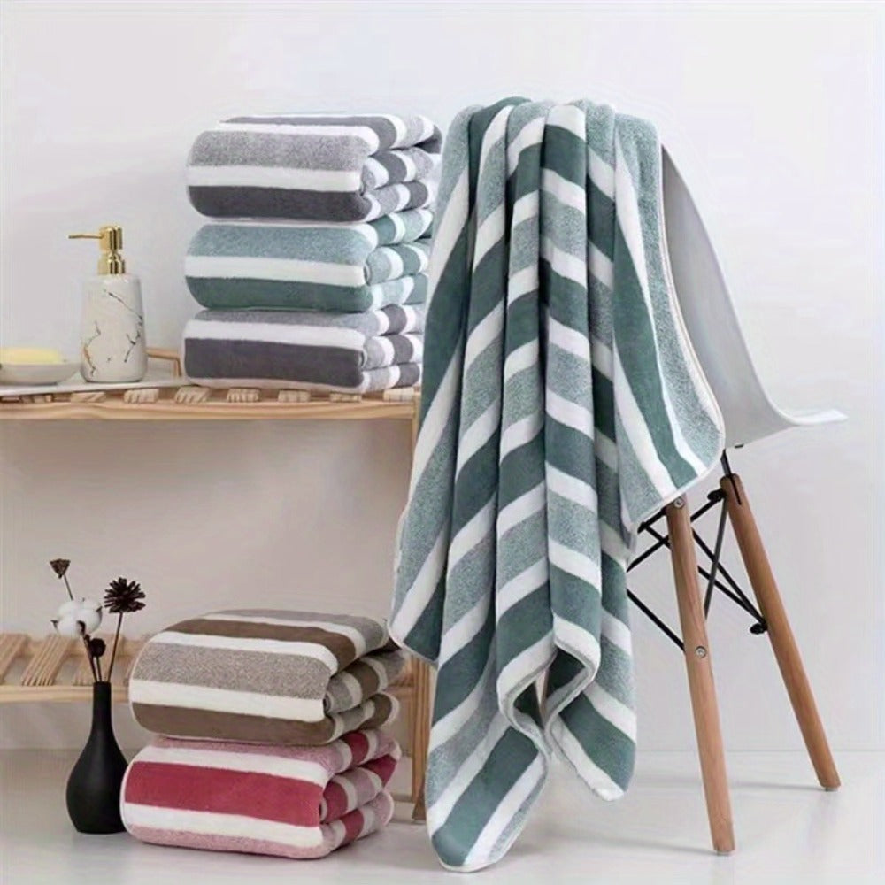 Towel Set 8 Piece Two-Color Striped - Super Absorbent Soft No Hair Loss Bath Towel Combo | 2 Bath Towels 2 Face Towels 4 Hand Towels | Grey Red Blue Green | Bathroom Family Hotel S - product image 12
