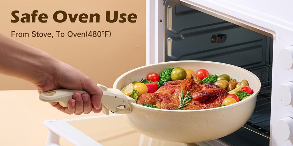 Detachable Handle Cookware Set 16 & 26 Piece Non-Stick PFOA-Free – Stackable Space-Saving Pots and Pans | Oven Safe 480°F Induction Compatible | RV Camping Kitchen Cooking Set in B - product image 20
