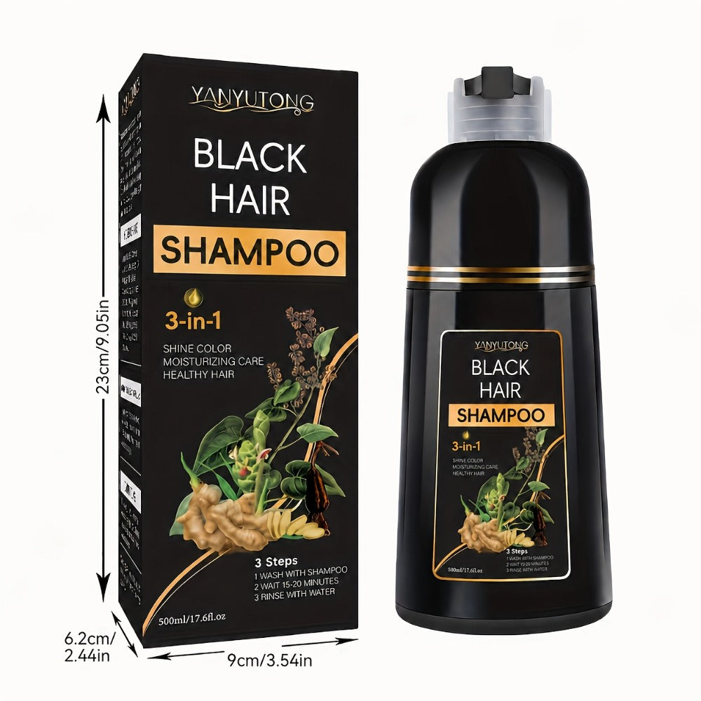 Gray Hair Coverage Shampoo 3-in-1 Black Hair Dye — Herbal Plant-Based Formula Dyes Cleanses & Conditions in One Wash, Moisturizing Nourishing Fast Color Results for Men & Women, 50 - product image 5