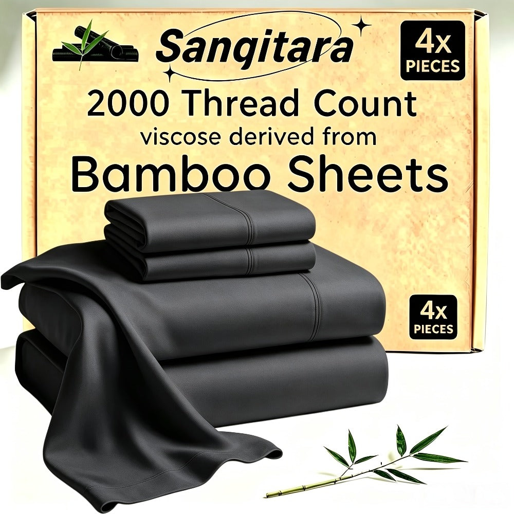Cooling Fitted Sheet Bamboo Blend Ultra-Soft Deep Pocket Bed Sheet for Hot Sleepers Twin Full Queen King Size Machine Washable Breathable Cooling Bedding White Black Gray Navy Purp - product image 14
