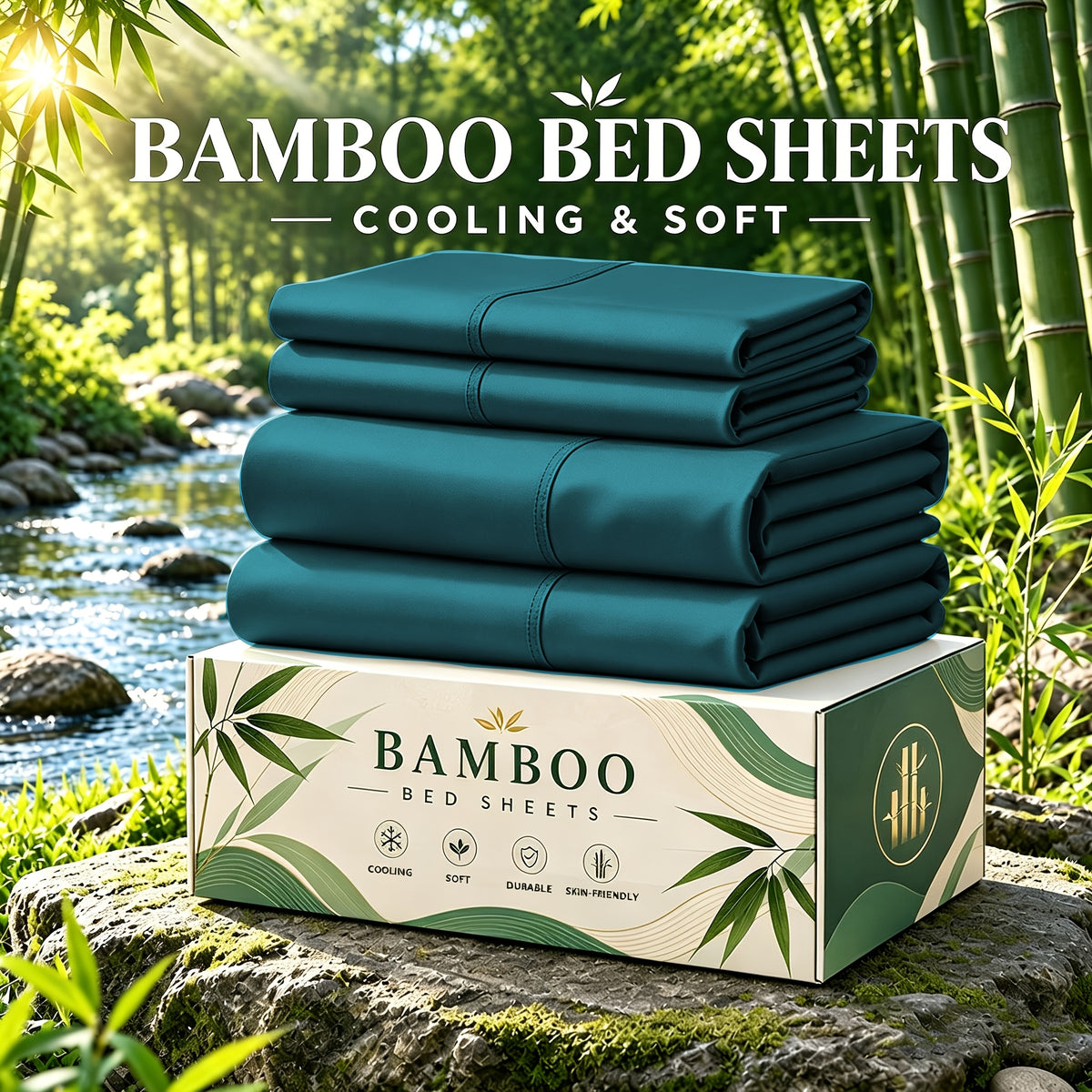 6 pcs Deep Pocket Cooling Bamboo Sheet Set, Luxurious and Ultra-Soft, Breathable, 16 Inch Extra Deep Pocket, Twin, Full, Queen, King, Multiple Colors to Choose - product image 14