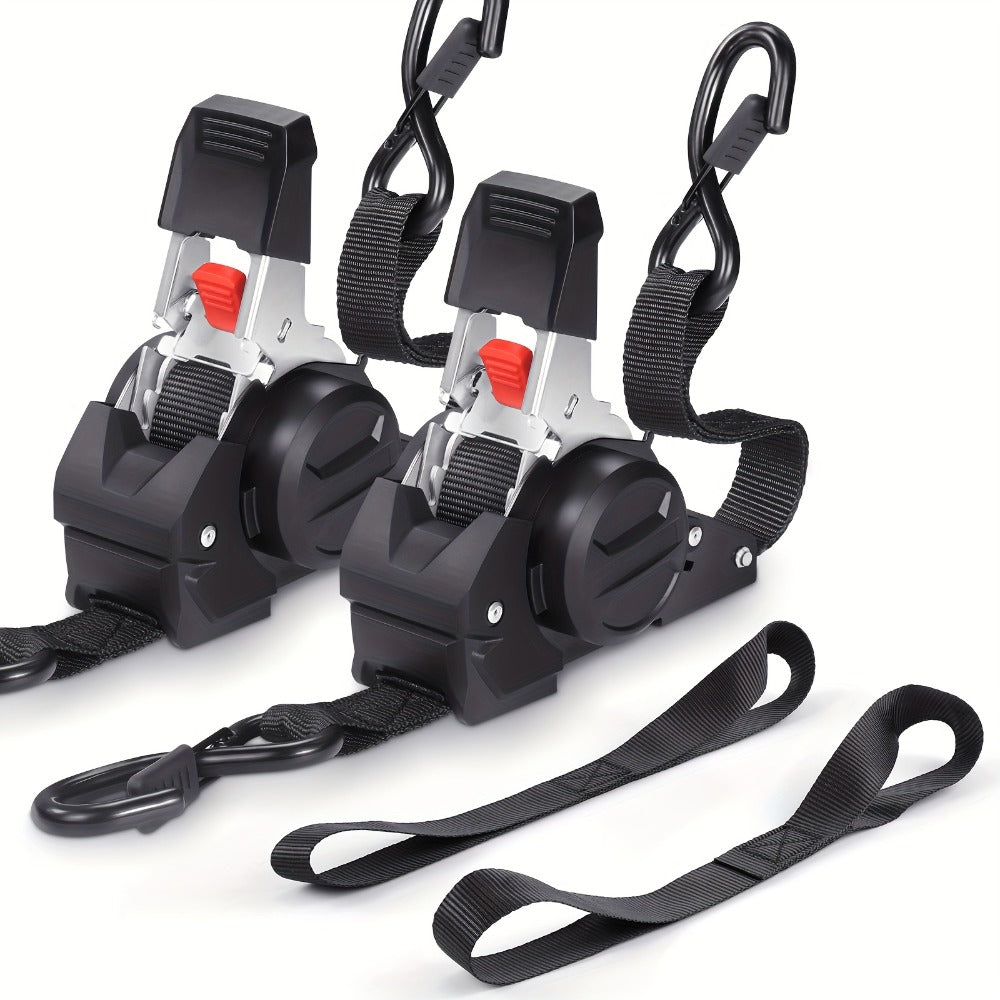 Retractable Ratchet Straps with Extension Strap – Heavy Duty Auto Self-Retracting Tie Down Cargo Straps for Truck Trailer Motorcycle Moving & Appliances - product image 10