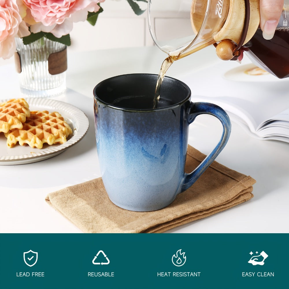 Gradient Blue Ceramic Mugs Set of 6 – 14 Oz Reaction Glaze Coffee Mugs – Durable Stain-Resistant Unique Design – Perfect for Coffee, Tea & Gifting at Weddings, Parties & Holidays - product image 6
