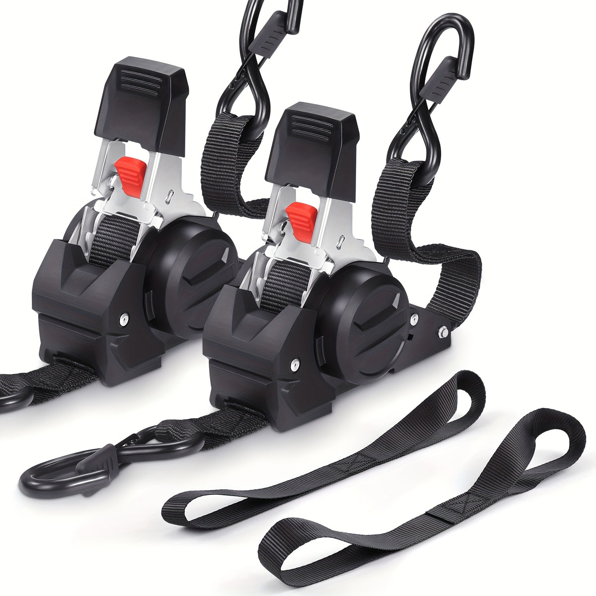4pcs Retractable Ratchet Straps, 2pcs 10 Feet Heavy Duty Auto Self Retracting Tie Down Straps - Cargo Straps For Truck, Cargo Trailer, Motorcycle, Moving - product image 17