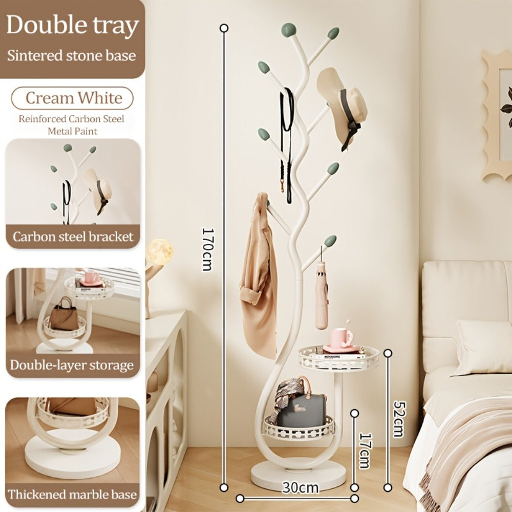 Clothes Rack Freestanding Metal with Shelf - Heavy Duty Garment Rack for Bedroom, Entryway & Closet, Vertical Coat Stand with Bottom Shelf for Coats, Hats, Scarves, Bags | White, B - product image 9