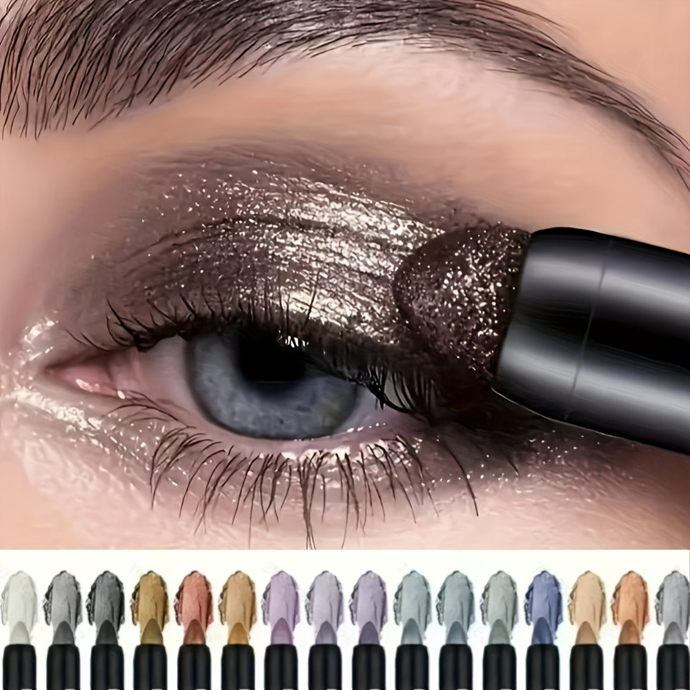 Gel Eyeshadow Stick Pencil Set 16 Colors Pearl Shimmer Matte Blendable Eye Makeup Crayons Smokey Eye Long Lasting Multi Color Eye Shadow Liner Women Party Holiday Gift - product image