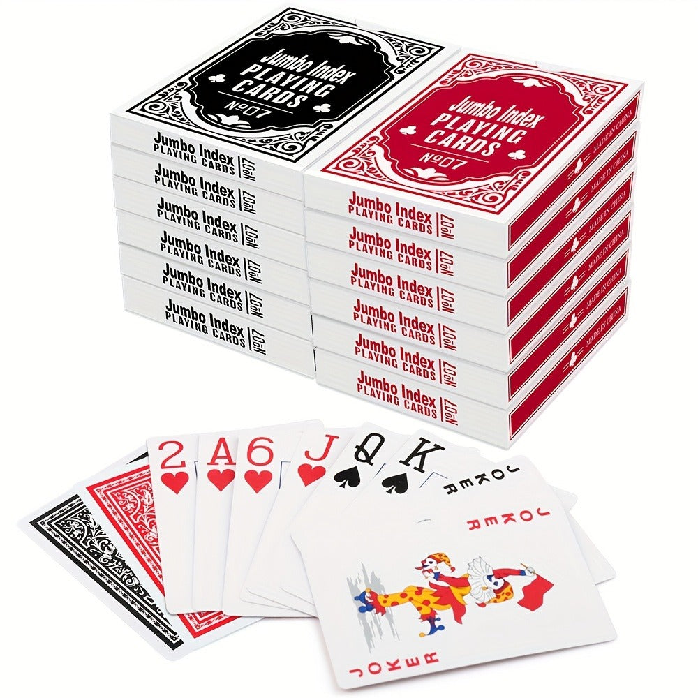 Large Print Poker Size Card Set for Texas Hold'em Blackjack Euchre Bridge Family Game Night Party & Senior Players | Jumbo Index Playing Cards 12 Decks (6 Red - product image