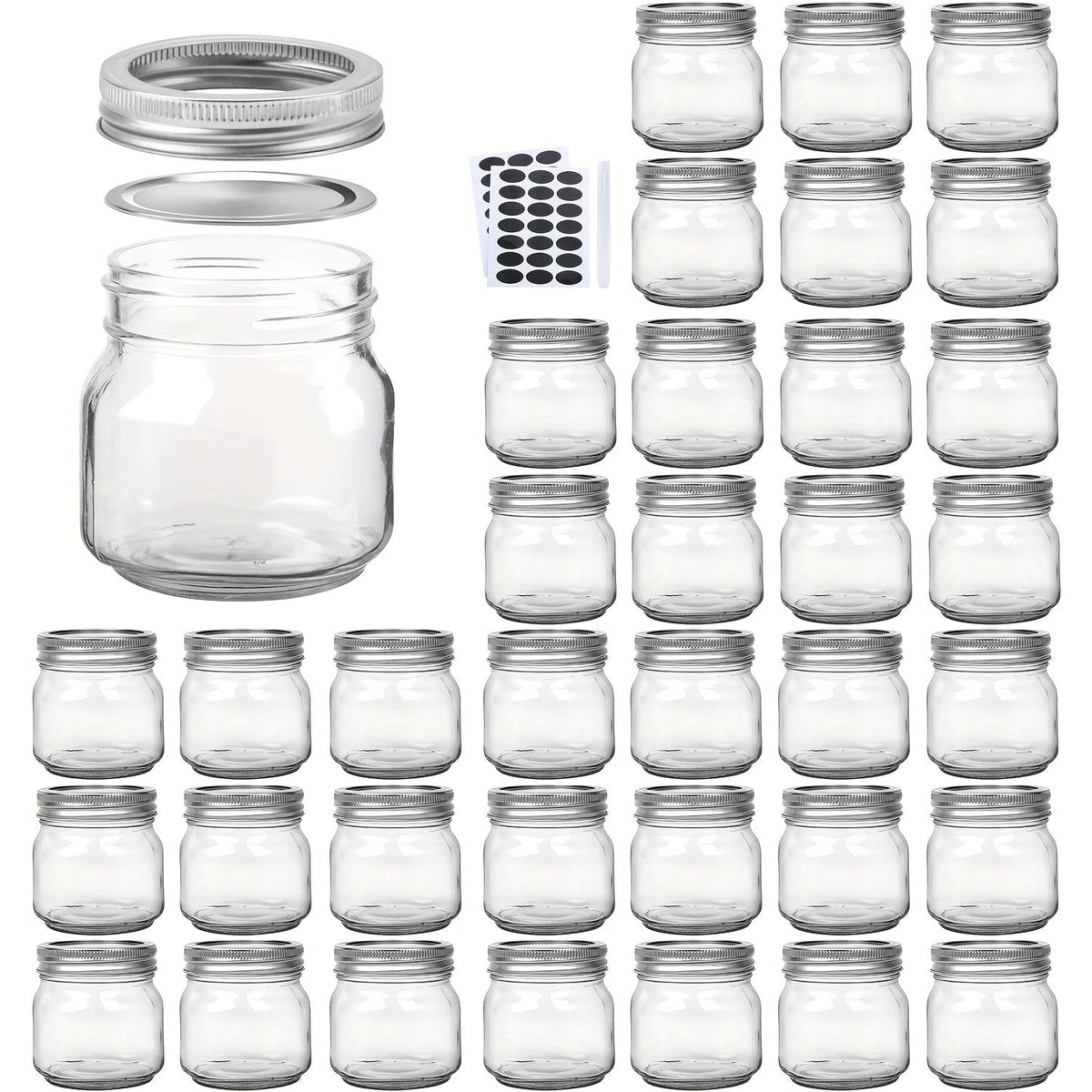 Mason Jars 8oz Glass Jars with Lids – 9/18/27/36 Pack Regular Mouth Canning Jars for Storage, Spices, Jelly, Jam, Honey & Caviar | Dishwasher Safe Spiral Lid Kitchen Storage Contai - product image 23