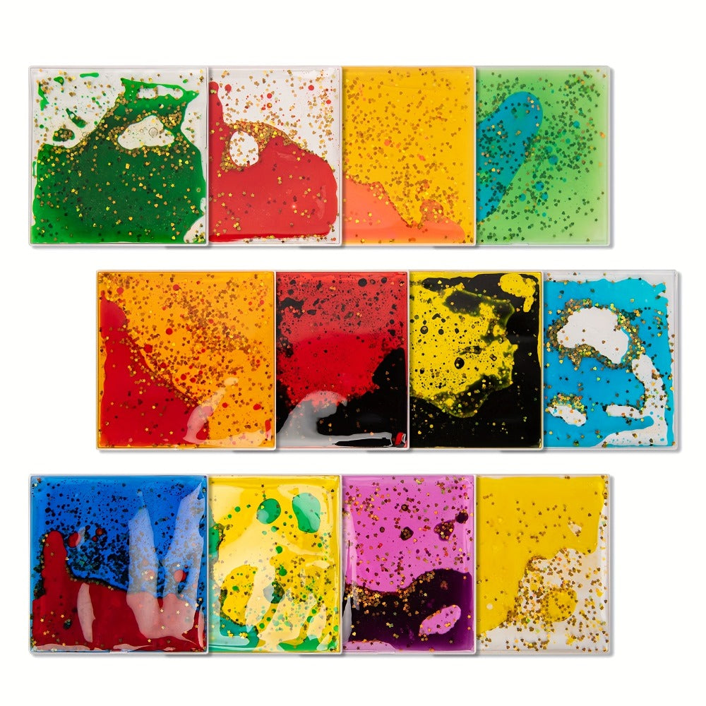 Sensory Play Mat Soft Gel Interactive Floor Tiles for Kids, Anxiety Relief & Calming Sensory Toy, 6"x6" Square, Vibrant Colors for Home & Classroom – Liquid - product image 5