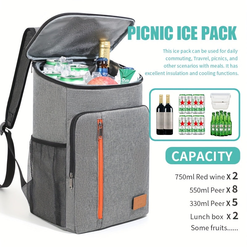 Insulated Cooler Backpack 30+ Can Capacity | Leakproof Shoulder Bag for BBQ, Lunch, Camping & Outdoor Travel, Works with Ice Packs, Unisex Design for Men & Women