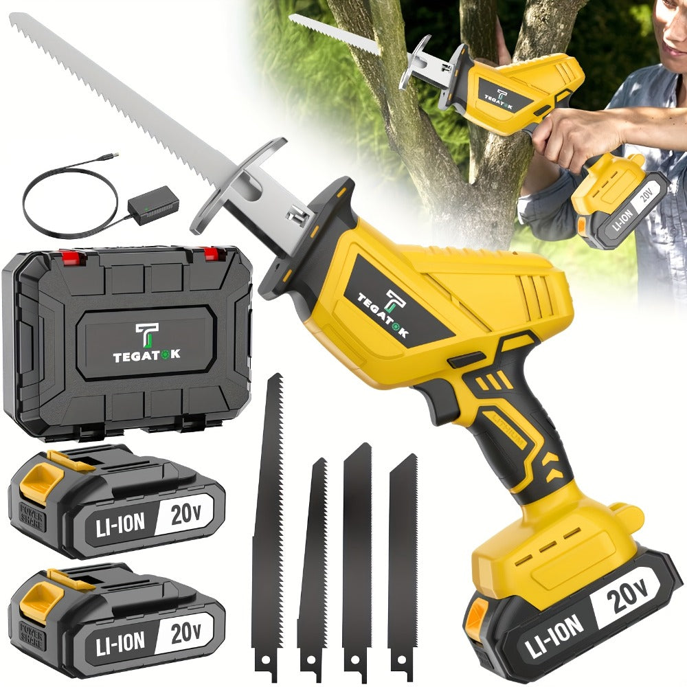 Electric Reciprocating Saw Cordless with LED Light & Safety Lock – Multi-Purpose Cutting Tool with Replaceable Blades, 1 or 2 Battery Options, Carrying Case Included - product image