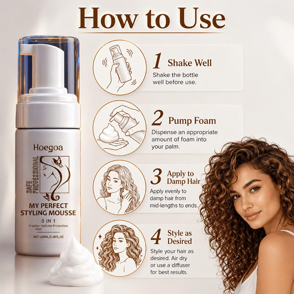 Hair Styling Mousse with Mint Extract & Hyaluronic Acid — Long-Lasting Flexible Hold, Moisturizing Mild Formula, Frizz Control, Volume & Shine for All Hair Types, Women, 100ml — Gi - product image 11