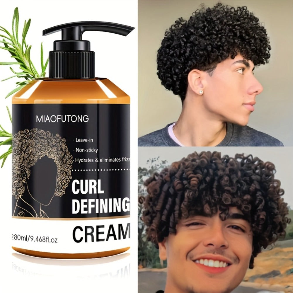 Men's Curl Defining Cream Leave-In Styler with Moroccan Argan Oil Coconut Oil & Shea Butter — Frizz-Free Bouncy Waves Long-Lasting Hold for Curly Wavy Coily Hair 280ml - product image 3