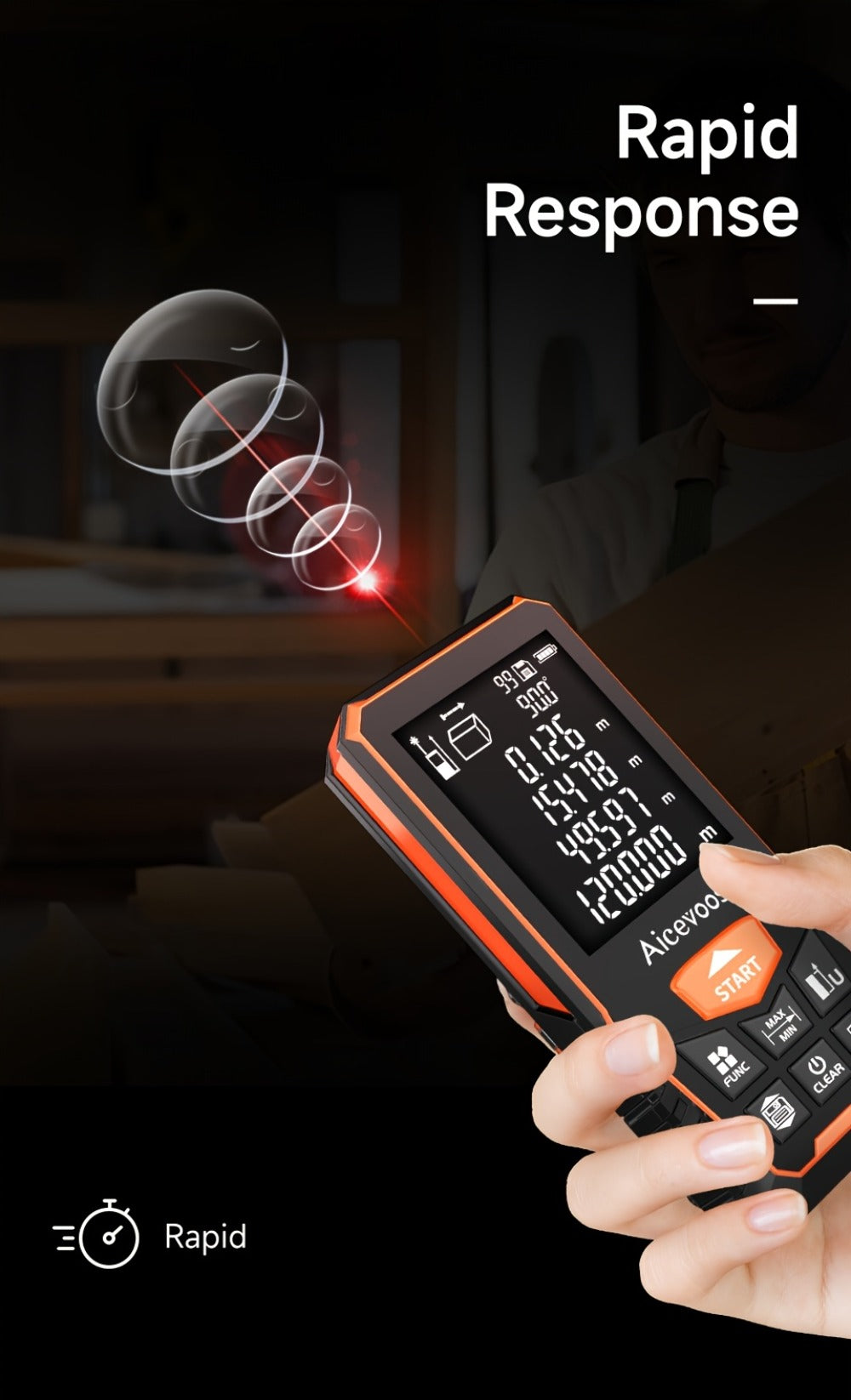 Digital Laser Rangefinder 50M 70M 100M 120M Laser Distance Meter Tape Measure Range Finder for Construction DIY Outdoor Contractor Gift - product image 21