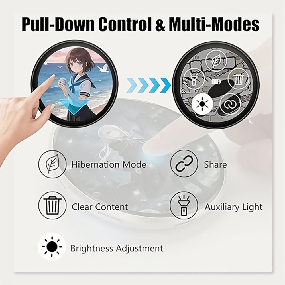 Electronic Anime Badge with Display Screen – Dynamic Touch, High Frame Rate, 600mAh Battery, Bluetooth 6.0 & USB Magnetic Charging – Black White Purple - product image 6