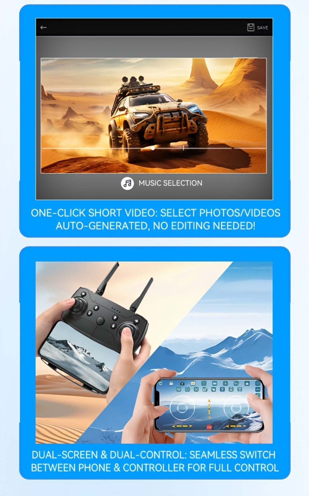 Beginner Vlogging Aerial Photography Quadcopter Gift for Kids Teens Adults | Foldable HD Camera Drone Free Storage Bag USB-C Charging 3D Flips Single or Dual - product image 14