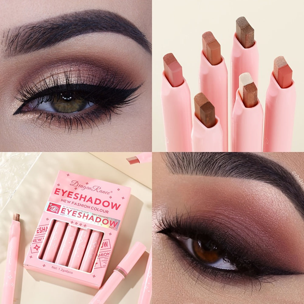 Dual-Color Eyeshadow Stick Set 6pcs Waterproof Two-Tone Eye Shadow Pencil – Smudge-Proof, Non-Fading, Blendable Shimmer & Matte Eye Makeup Kit for Women Beginners, Holiday Gift - product image 6