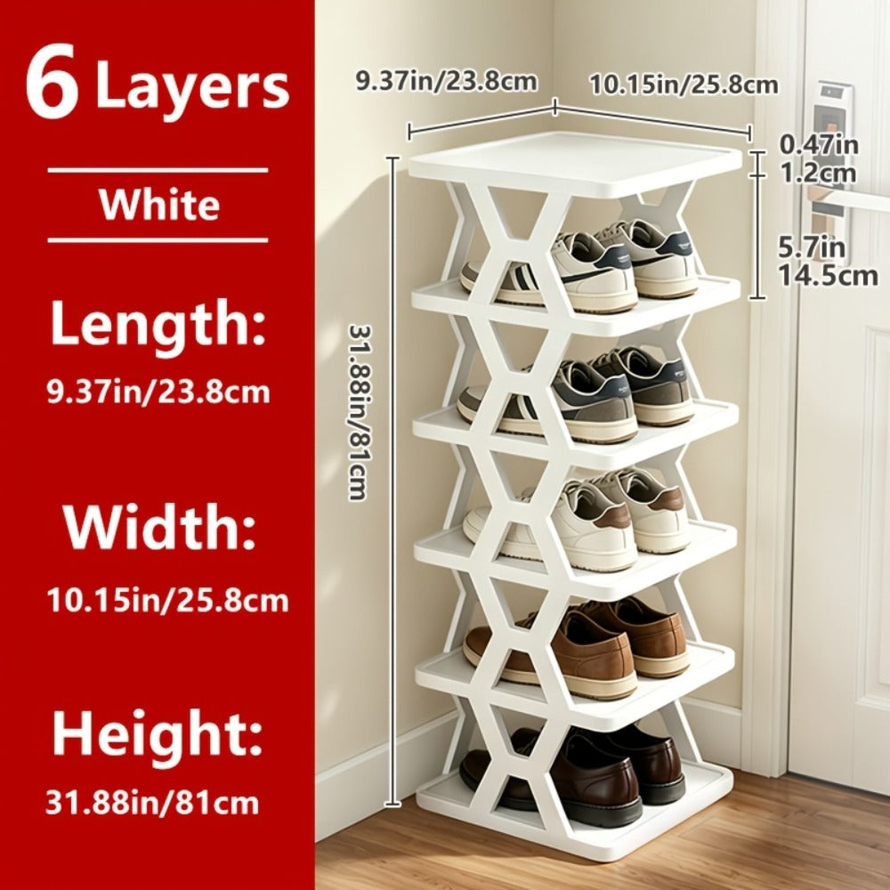 Shoe Rack Organizer 6 or 9 Tier - Space Saving Folding Shoe Rack for Hallway Doorway Bedroom Dorm, Narrow Entryway Shoe Storage, Black or White - product image 4