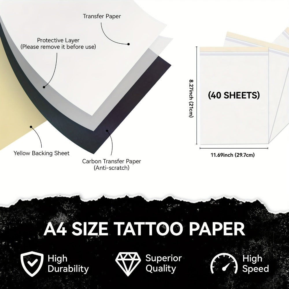 Thermal Tattoo Transfer Paper 40 Sheets Peripage Ink-Free A4 Stencil Paper High Definition Fast Imaging for Tattoo Stencil Printer Compatible with Tattoo Artists & Beginners - product image 5