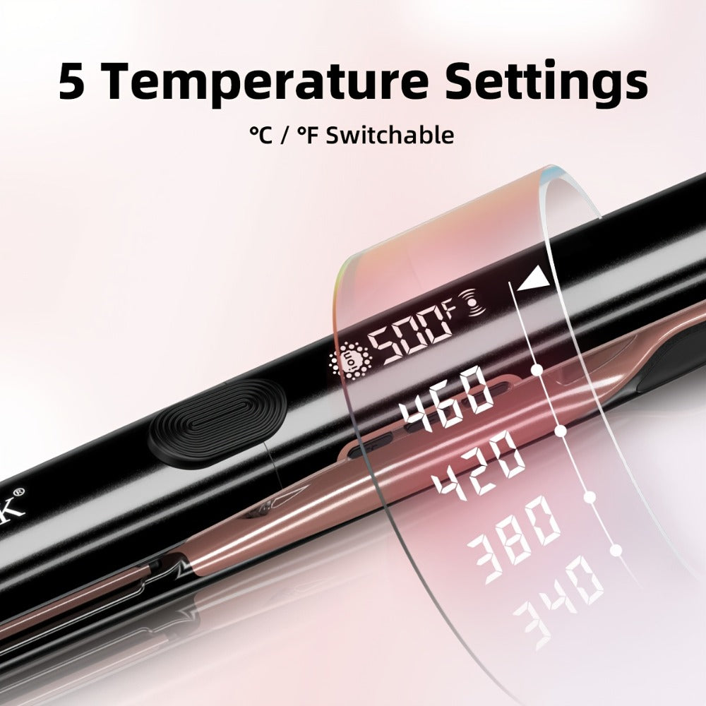 Plasma Ionic Hair Straightener Flat Iron 500°F with PTC Ceramic Oil Plates, LCD Display & 60-Min Auto Off — Frizz Control Professional Flat Iron for All Hair Types, 1" & 1.77" Plat - product image 11