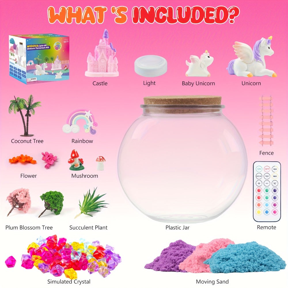 Build Your Own Magic Garden with 13-Color LED Night Light & Remote, Arts Crafts STEM Toy Kids Ages 6+, Birthday Christmas Gift Girls – DIY Unicorn Terrarium - product image 12