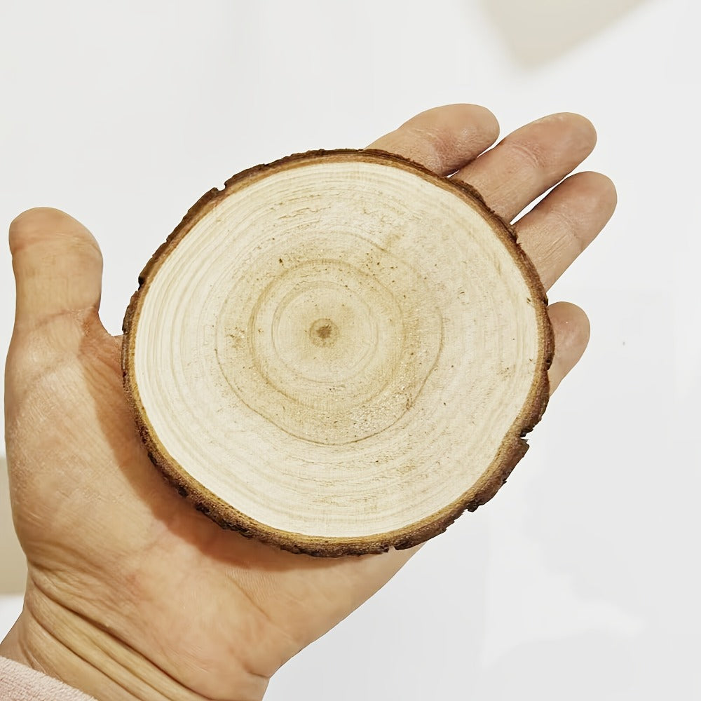Wood Slices 28 Pcs Natural Log Bark Rounds for Crafts DIY Centerpieces Christmas Ornaments Wreaths Wedding Decor Painting Woodworking 2.76-3.54 Inch with or without Holes - product image 5
