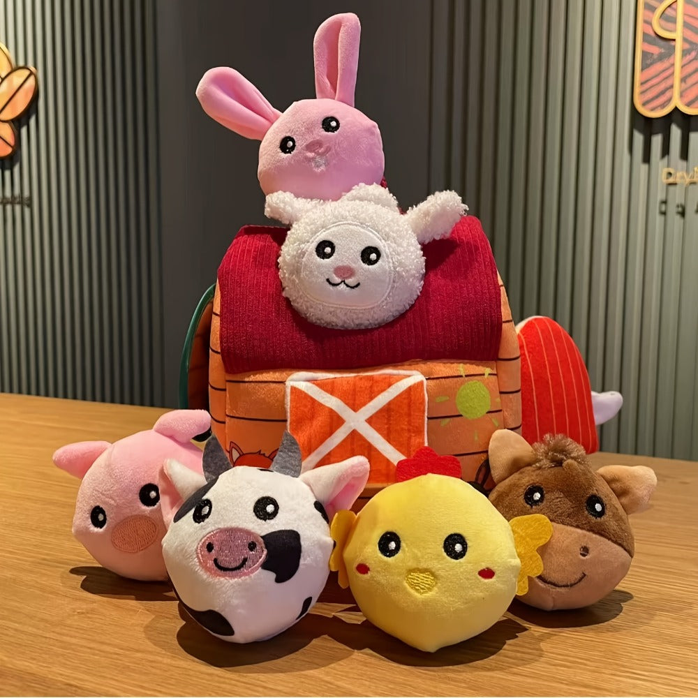 Farm Playset Baby Toy with 6 Plush Animals, Barn, Rattle, Crinkle & Mirror – Travel-friendly Sensory Learning Toy for Babies & Toddlers, Infant Activity Gift - product image 3