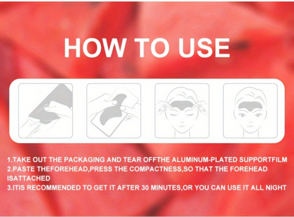 Watermelon Forehead Patches 15pcs Caffeine Collagen Niacinamide Ultra Hydrating Moisturizing Brightening De-Puffing Daily Facial Skin Care for Women All Skin Types - product image 16
