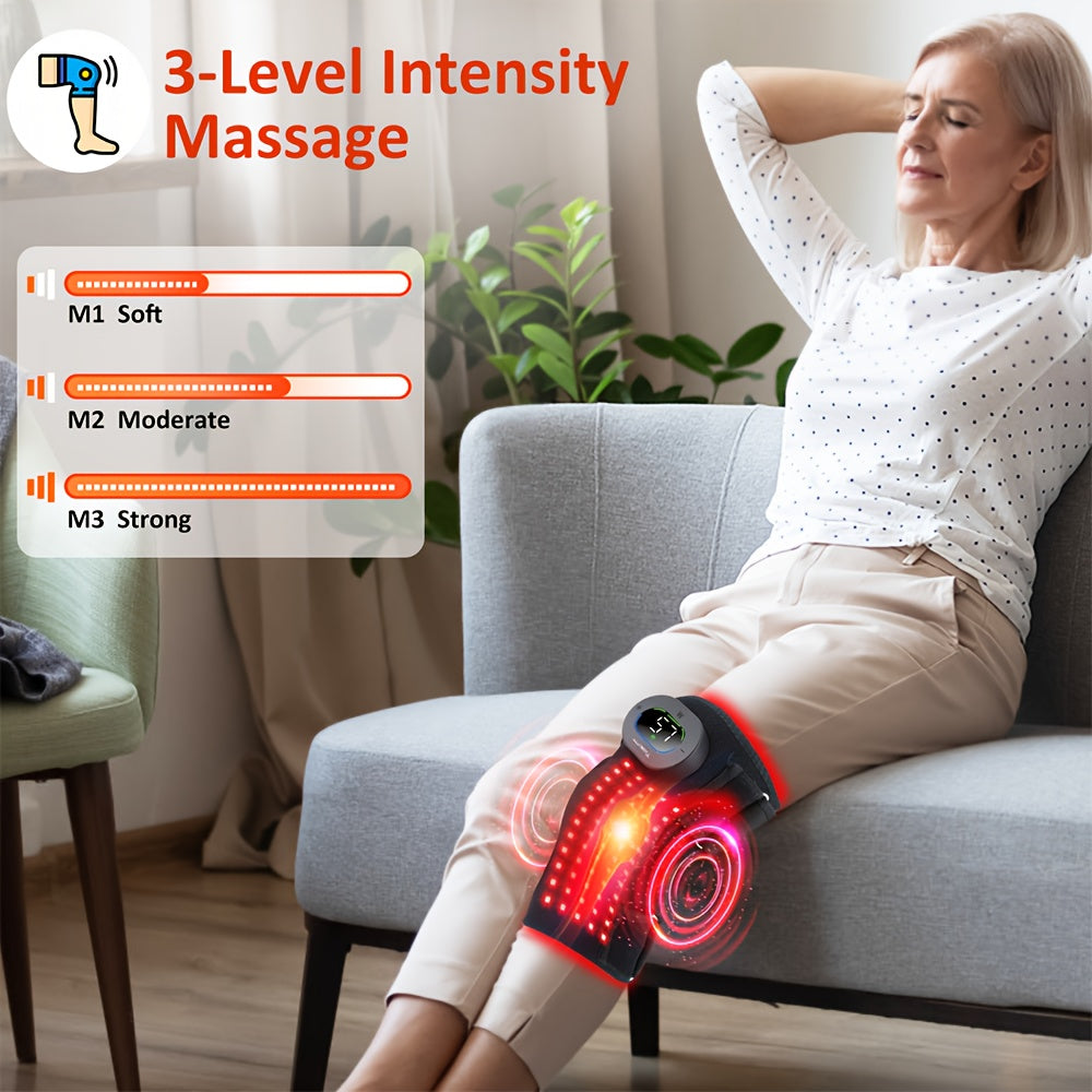 660nm & 850nm Infrared Light, 3 Massage Levels, 5 Light Modes, Joint Pain Relief & Muscle Recovery for Knee Elbow Shoulder with Extension Band – Red Light - product image 4
