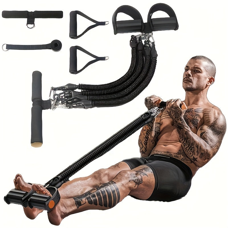 TPE Stackable Exercise Bands for Sit-Ups, Leg & Ab Workouts, Adjustable Strap, 50 / 100 / 150 lb Options, Home Gym Strength Training for Men & Women, Black - product image