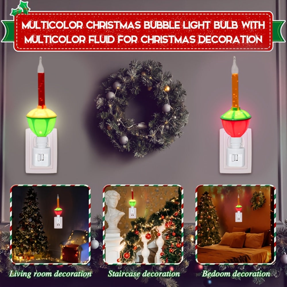 Christmas Bubble Lights 2 Pack Traditional Multi-Color Bubble Liquid Night Lights Plug-In Wall Light for Christmas Tree Thanksgiving Living Room Bedroom Corridor Holiday Decoration - product image 7