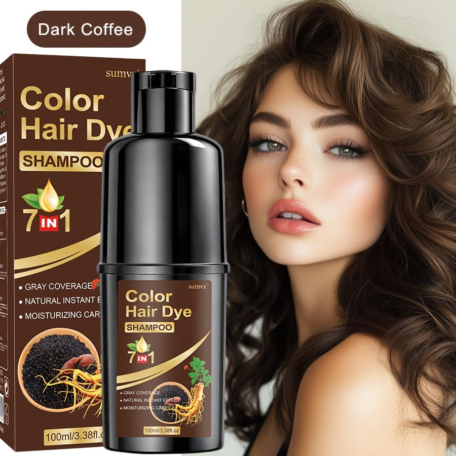 Natural Herbal Hair Dye Shampoo 3.38oz — Moisturizing & Conditioning Easy-Apply Hair Color, 5 Shades: Black, Brown, Chestnut Brown, Golden Brown & Coffee, Holiday Gift - product image 8