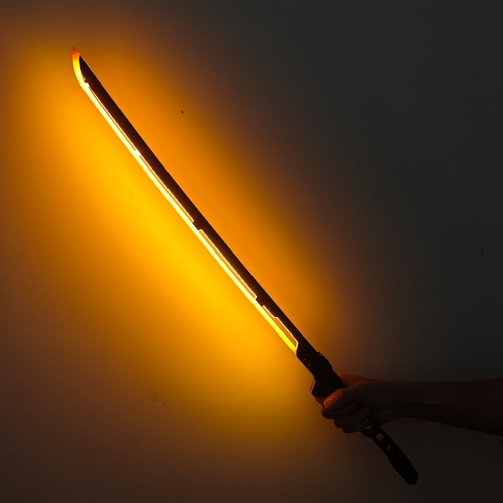 1:1 Scale Sci-Fi Glowing Sword for Cosplay Halloween Masquerade Party Display Collectible Blunt Safe Red Orange Green – LED Cyberpunk Katana Prop 80cm Acrylic - product image 20