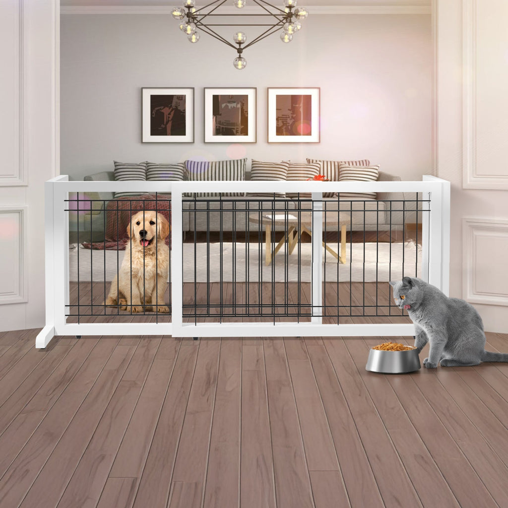 Freestanding Pet Gate for Dogs & Cats | Solid Wood Dog Gate for House, Adjustable 40" to 71" Wide, Indoor Dog Fence for Doorways Stairs Hallways, No-Drill - product image 6