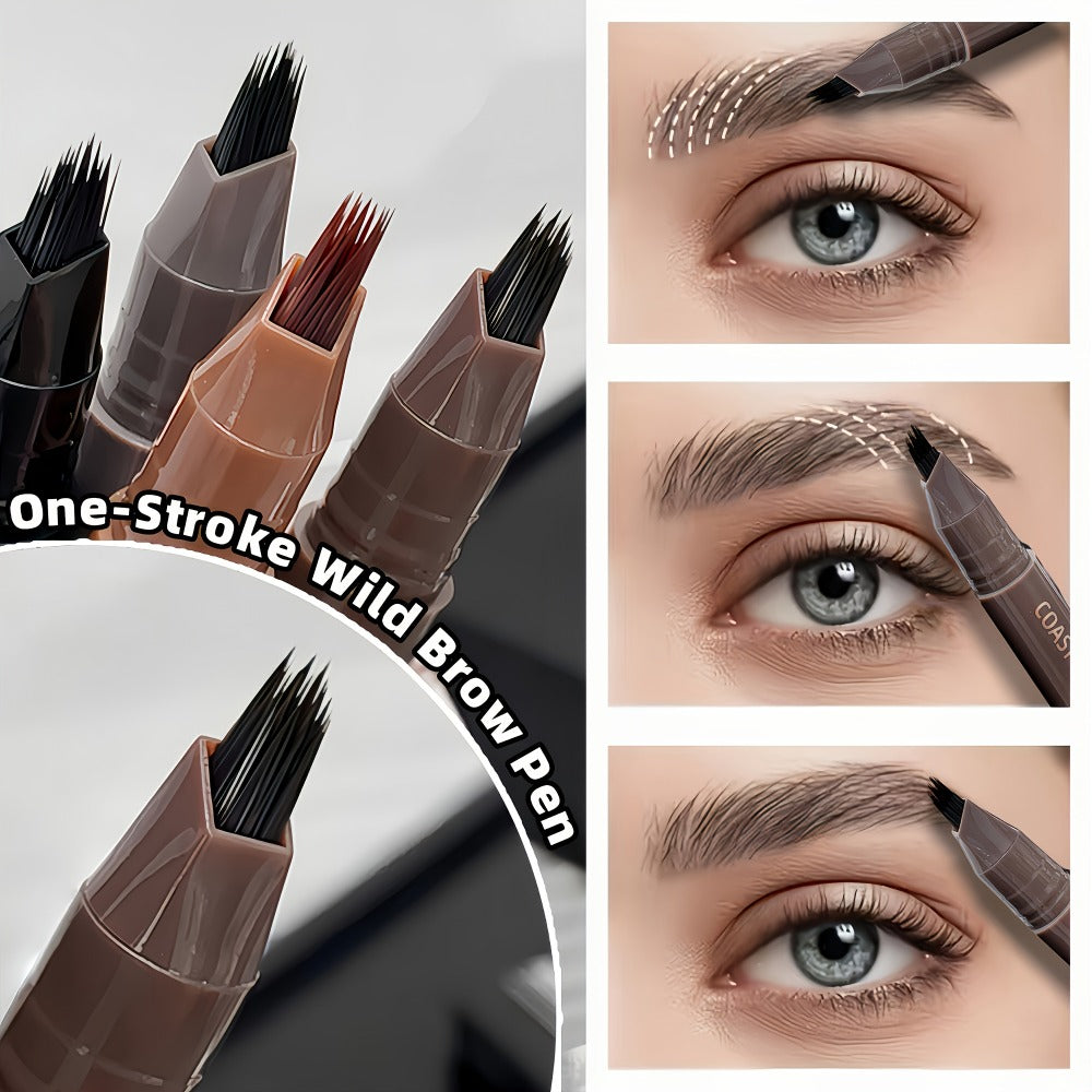 Eyebrow Pencil 2-Pack Multi-Fork Tip Waterproof — 4 Shades Natural Hair Stroke Effect Brow Pen Smudge-Proof Long-Lasting Microblading Look Hairline Filler for Sparse Brows Beginner - product image 2