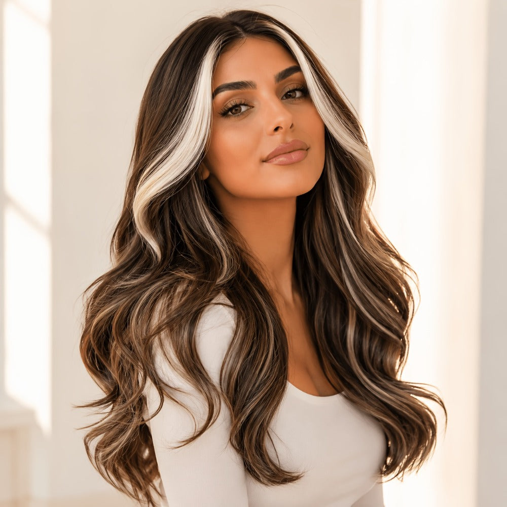 Heat Resistant Synthetic Wig Long 24 Inch 6 Colors Dark Brown Ivory Light Golden for Women Daily Wear Party Holiday Beginner Friendly Natural Look - product image 9