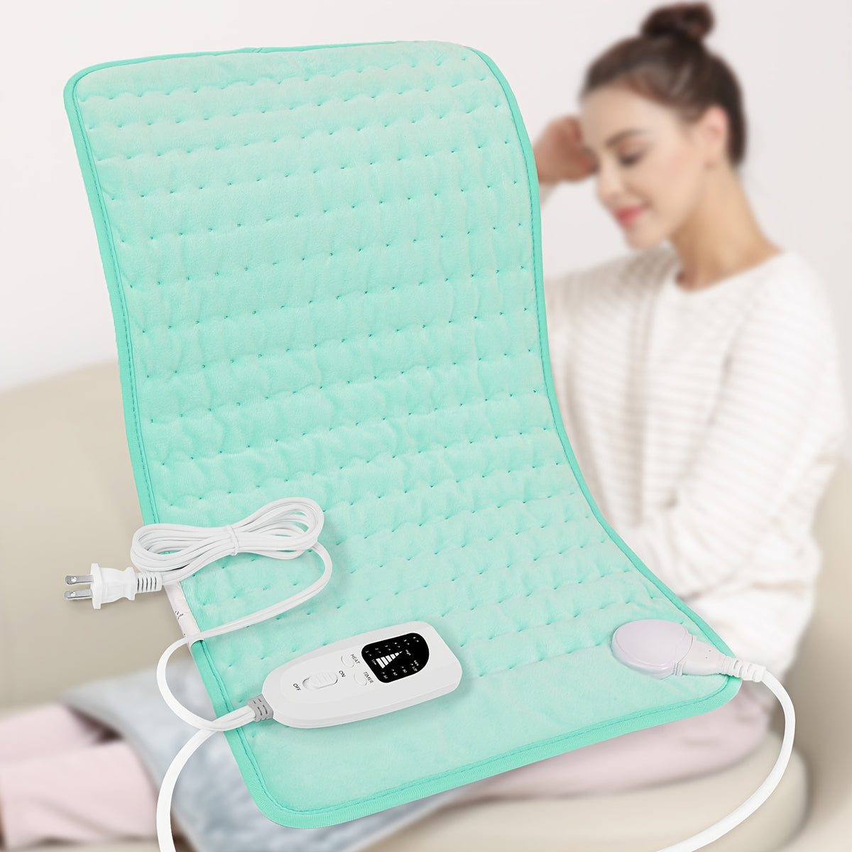 Extra Large Heating Pad - Back, Neck, Shoulders, Arms, Abdomen, Quickly Heated to 140 °F, Portable, 6 Heating Settings, Automatic Shut-Off, 24" X 12", Wet/Dry Options, Machine Washable