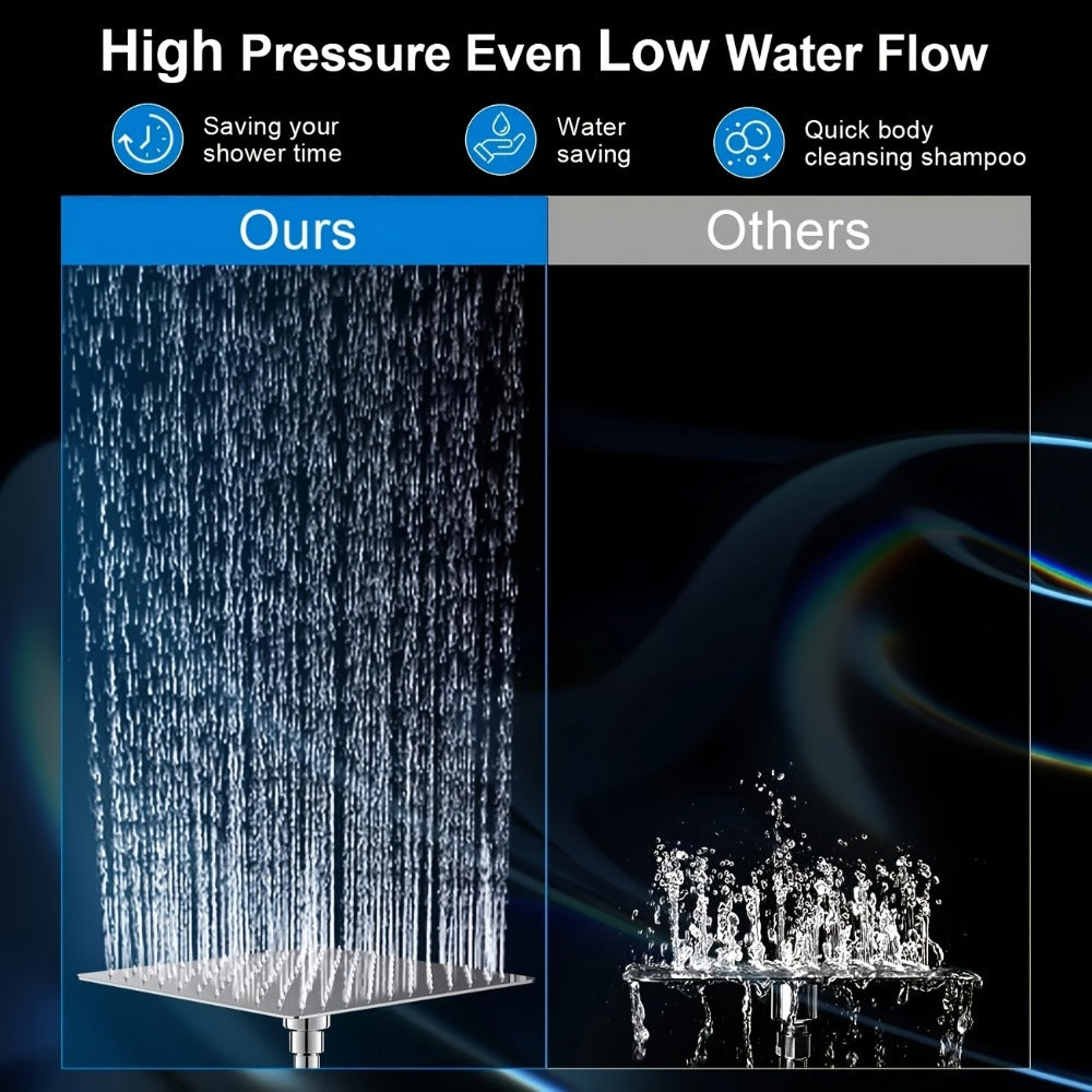 High Pressure Rainfall Shower Head Combo with Handheld Spray – 9 Spray Settings, 180° Adjustable Bracket, Stainless Steel Hose, Anti-Clog Nozzles, Modern Bathroom Shower System - product image 12