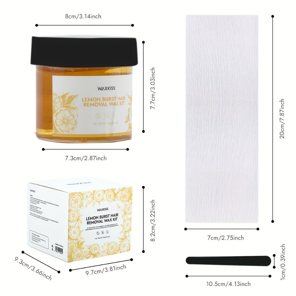 Sugar Wax Hair Removal Kit 300g - Gentle Soft Wax with Strips & Sticks for Body Hair Removal, Lemon or Activated Carbon Formula, Residue-Free At-Home Waxing for Women - product image 6