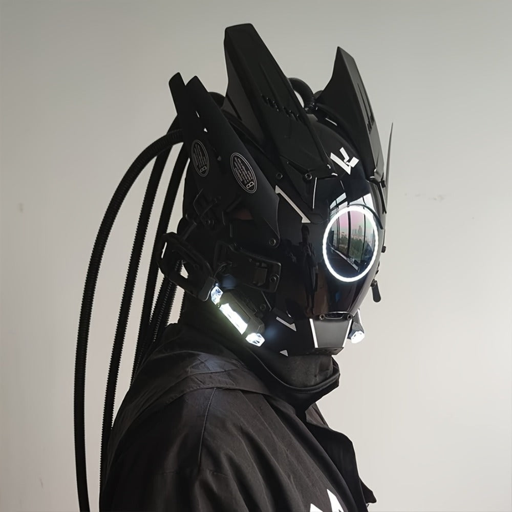 Futuristic Sci-Fi Mechanical Face Mask for Halloween, Cosplay, Music Festival & Rave Party, Blue Green Pink, Free Helmet Included, Adult Gift – LED Cyberpunk - product image 13