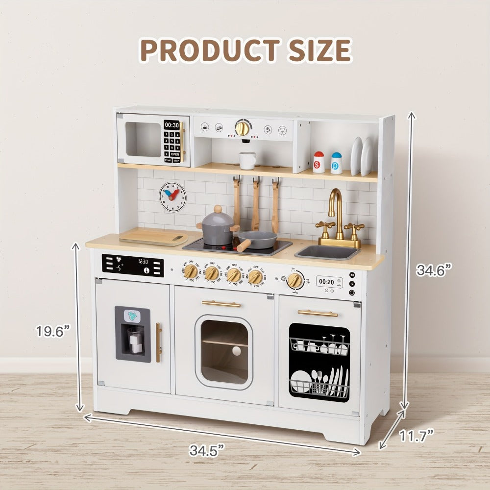 Realistic Pretend Play Kitchen for Toddlers Boys Girls Ages 3 4 5 6+ | Kids Play Kitchen Set with Sink Oven Stove Dishwasher Coffee Maker Ice Maker Microwave - product image 2
