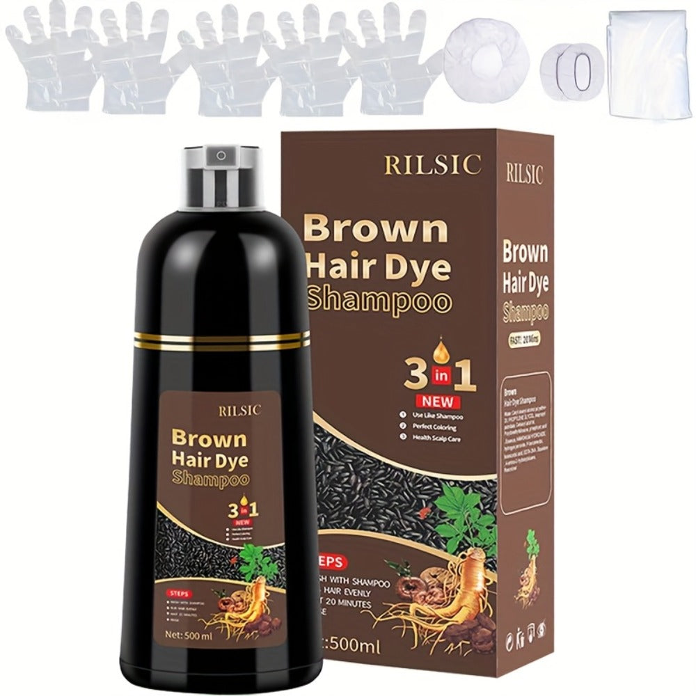 Grey Hair Dye Shampoo 3-in-1 Natural Plant-Based Herbal Formula — Non-Stick Scalp, Covers White Hair in Minutes, 500ml — Black, Dark Brown, Chestnut Brown for Men & Women - product image 9