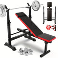 Adjustable Weight Bench Set with Squat Rack | Multi-Function Home Gym Full Body Strength Training Equipment | Collapsible Workout Bench Press with Leg - product image