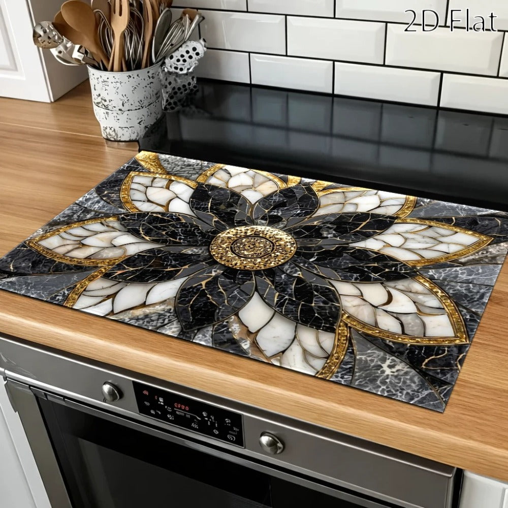 Stove Protector Mat Marble Lotus Pattern | Heat-Resistant Non-Stick Cooktop Cover Pad | Gas Stove, Induction Cooker, Glass Cooktop, Oven & Washer Dryer Top - product image 4