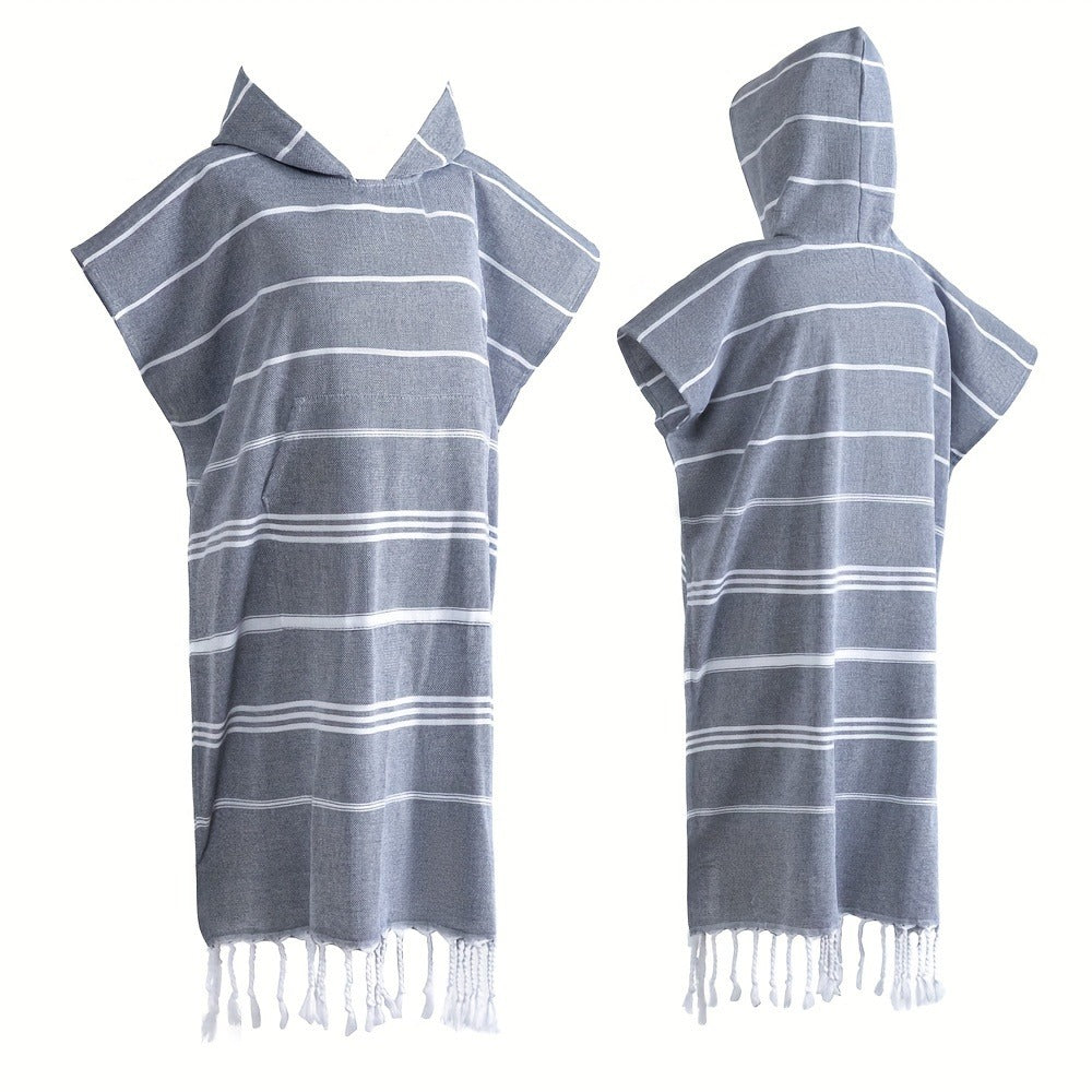 Hooded Beach Poncho Turkish Cotton Quick Dry Sandproof - Wearable Surf Changing Towel Lightweight Thin Bathrobe | S & L | Blue Green Purple Pink Gray | Swimming Diving Surfing Beac - product image 17