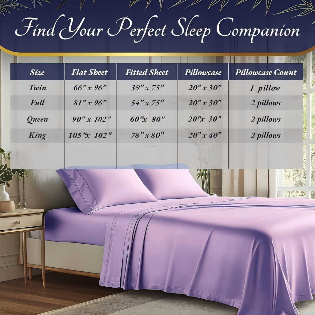 4 pcs Bamboo Cooling Bedding - Extra Deep Pocket Breathable and Cooling - Suitable for Hot Sleepers and Sweats, Children Pillowcases, Flat Sheet and Fitted - product image 8
